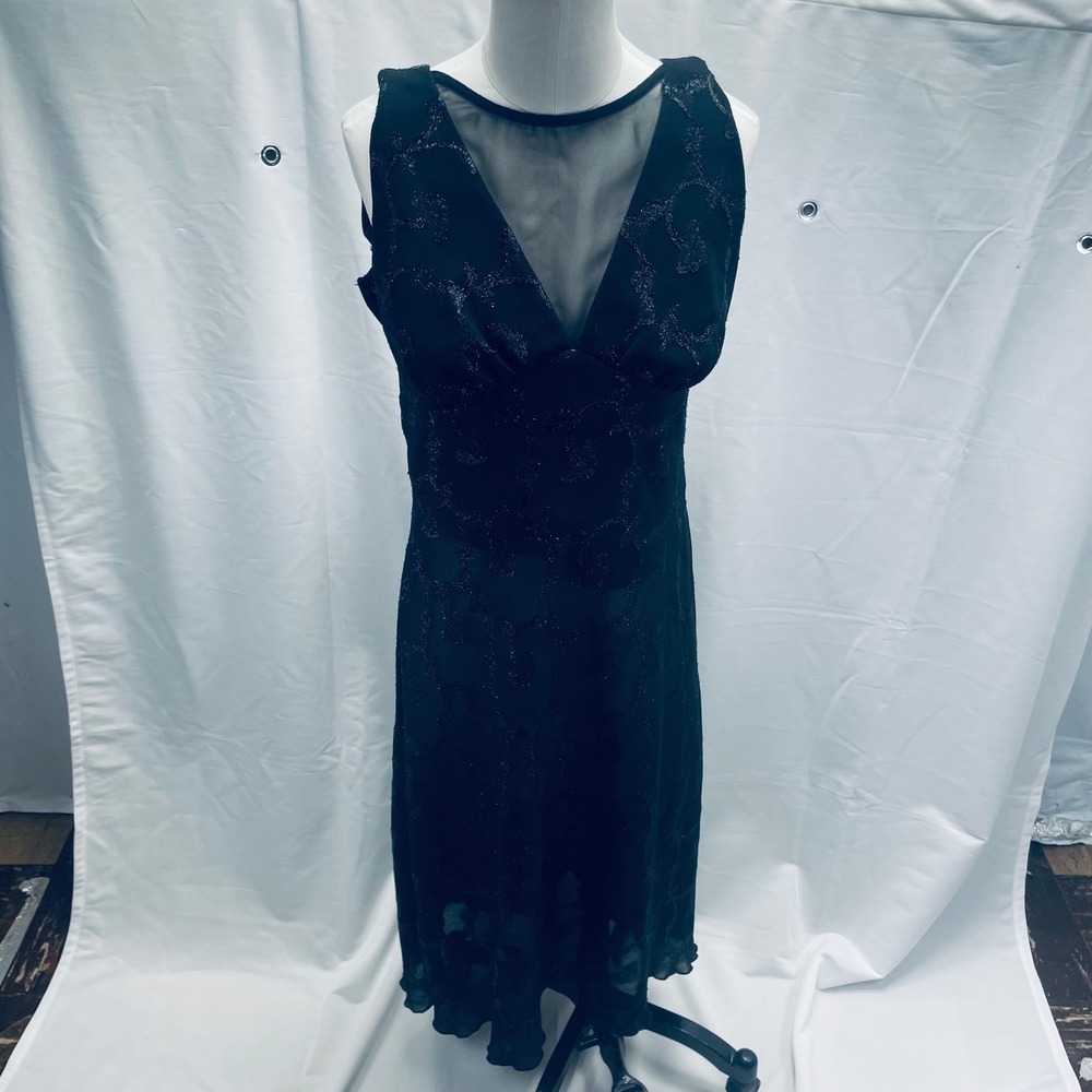 VTG Connected‎ Apparel women dress mesh overlay black size medium Y2K glitter